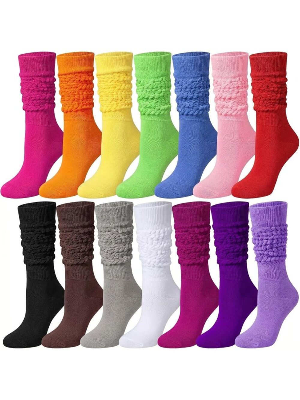 14 Pairs Colorful Slouchy Scrunch Socks for Women - Bright, Fun & Cozy Footwear